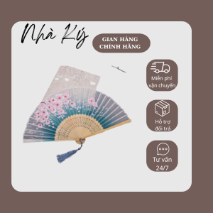 Quạt cổ trang cầm tay nan trúc, quạt lụa xếp gấp cổ phong làm đạo cụ, cosplay phong cách Trung Quốc